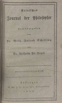 Original-Titelblatt der Erstausgabe »Kritisches Journal der Philosophie« von 1803