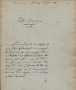 Schelling's lecture in Erlangen »Initia philosophiae universae« (1819) in transcription of an unkown person